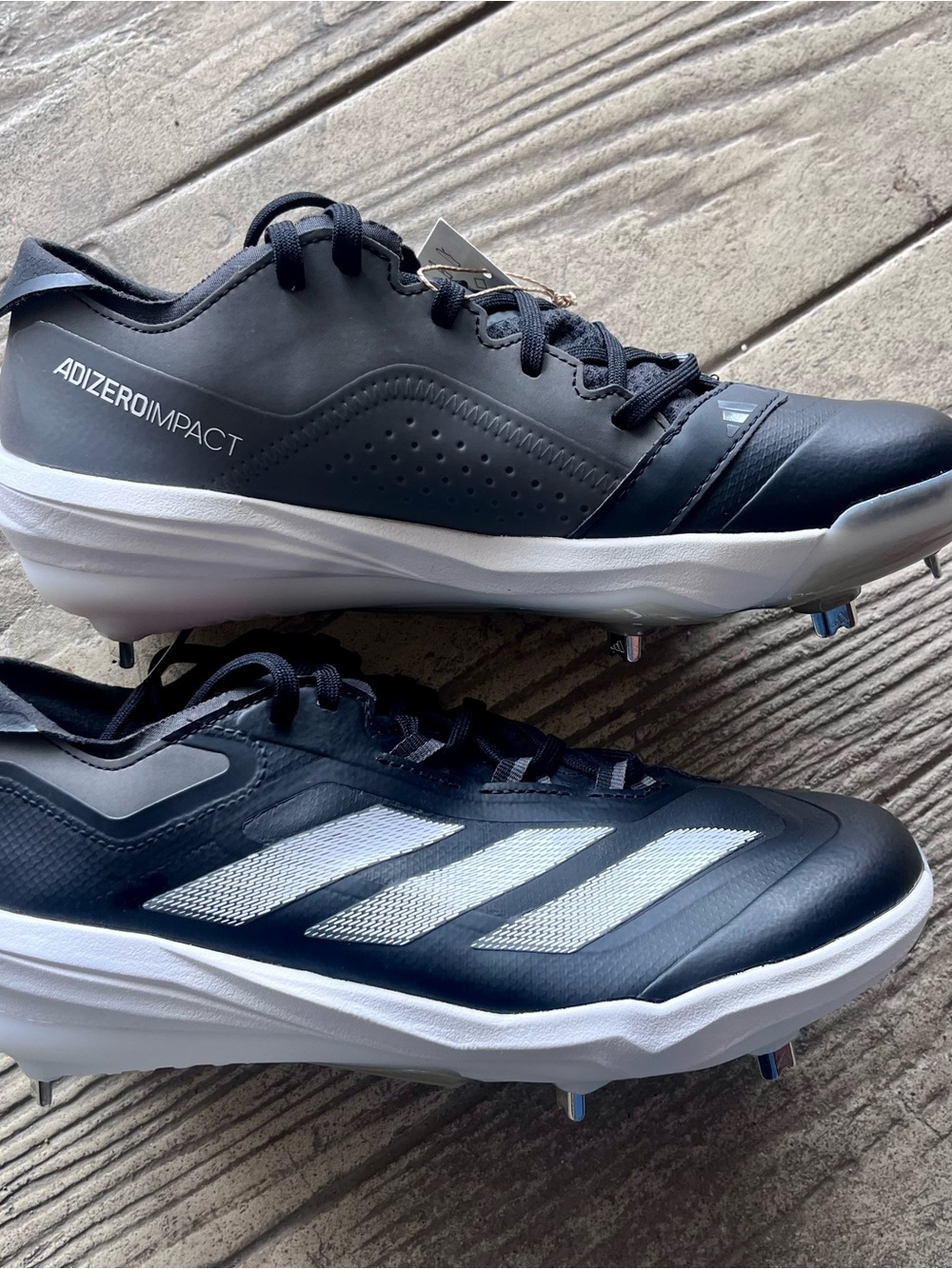 Adidas Black and White Adizero Impact Baseball Cleats